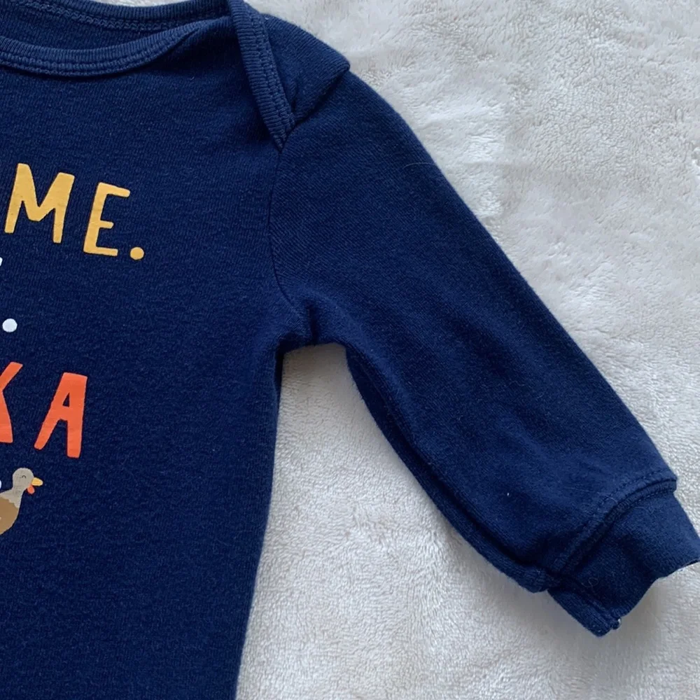 Carter’s Navy Turkey Romper 3M Thanksgiving EUC - Picture 4 of 7